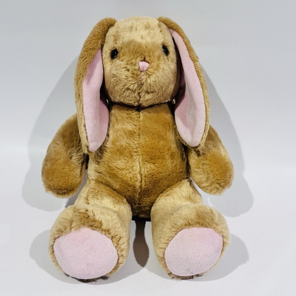 2016 Build-A-Bear BAB Retired‎ Sitting Floppy Ear Bunny Rabbit Brown & Pink EUC